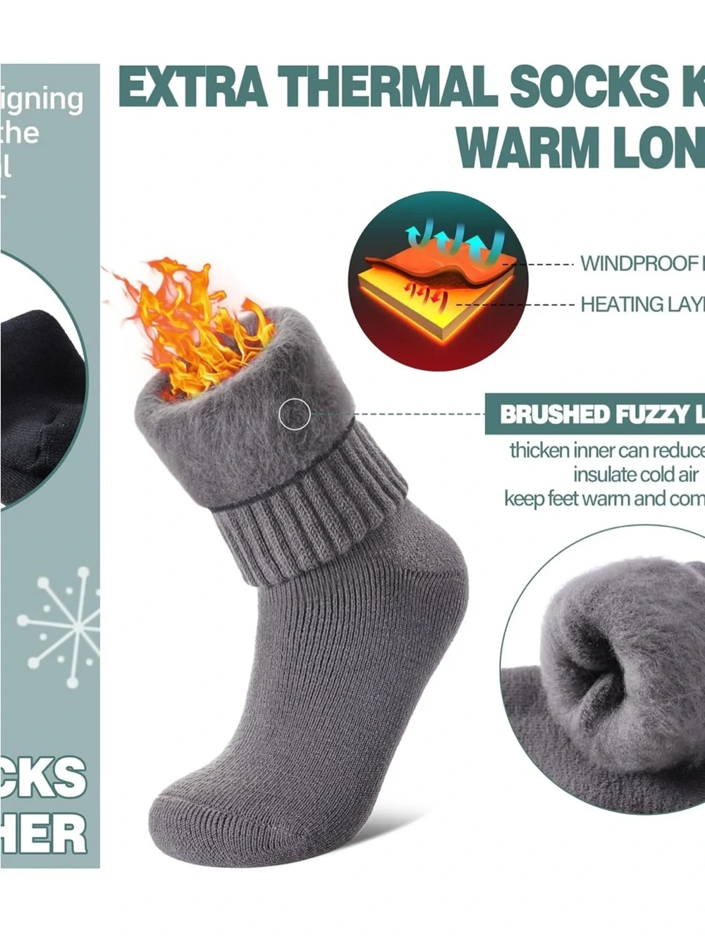 Thermal Winter Socks Extra Thick Insulated Heated Ski Crew Boot Unisex